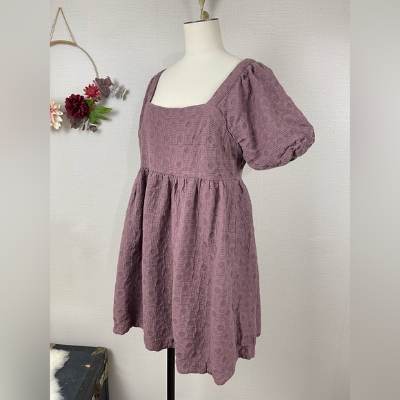 MADEWELL Women’s Floral Quilted Puff-Sleeve Doll Mini Dress in Fig Multi Jaq Lg - Picture 7 of 15